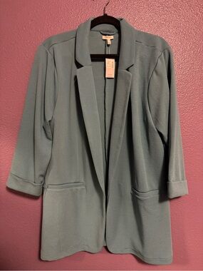 Maurices Open-Front Blazer Jacket in soft Teal blue NWT